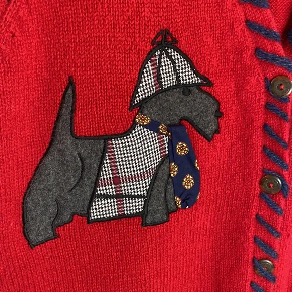 Vintage 1993 Susan Scottie Dog Shetland Wool Argyle Sweater Vest - Picture 2 of 10